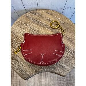 Vegan Leather Coin Bag Red Cat Purse Bag Wallet Red Wallet FAST SHIP